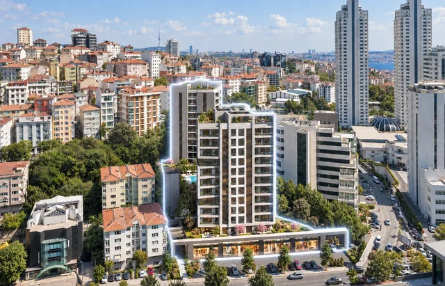 Beşiktaş luxury apartment complex with rooftop gardens and pool, Istanbul
