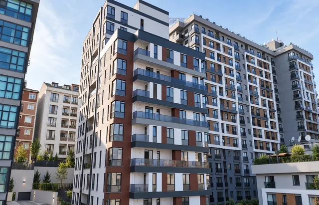 Modern Kağıthane residential towers with glass balconies, Istanbul