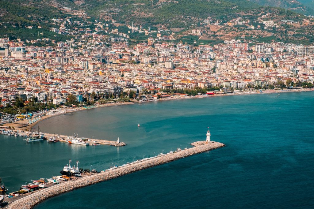 aerial shot stunning alanya resort town s residential areas sea sunny day scaled 1