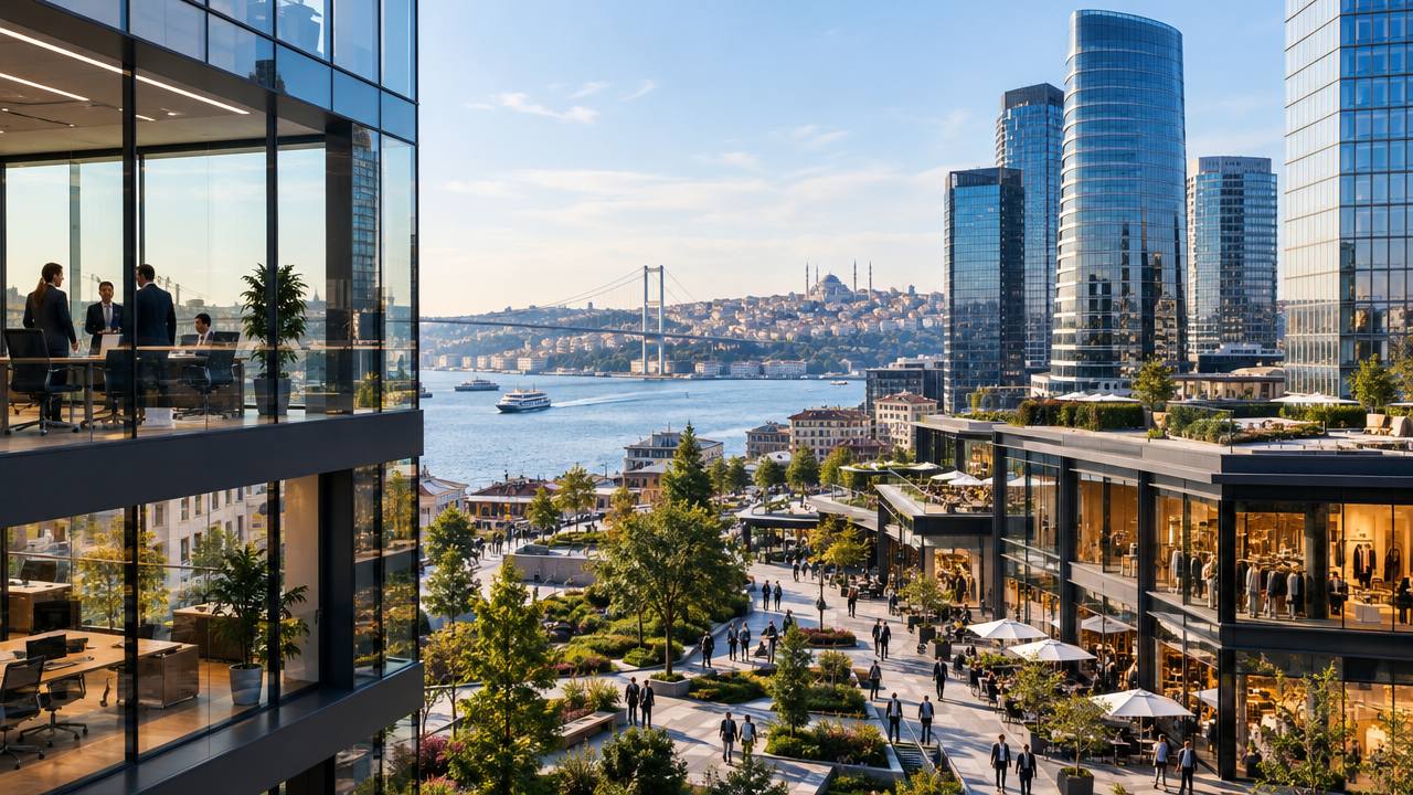 Modern commercial buildings in Istanbul representing commercial property investment