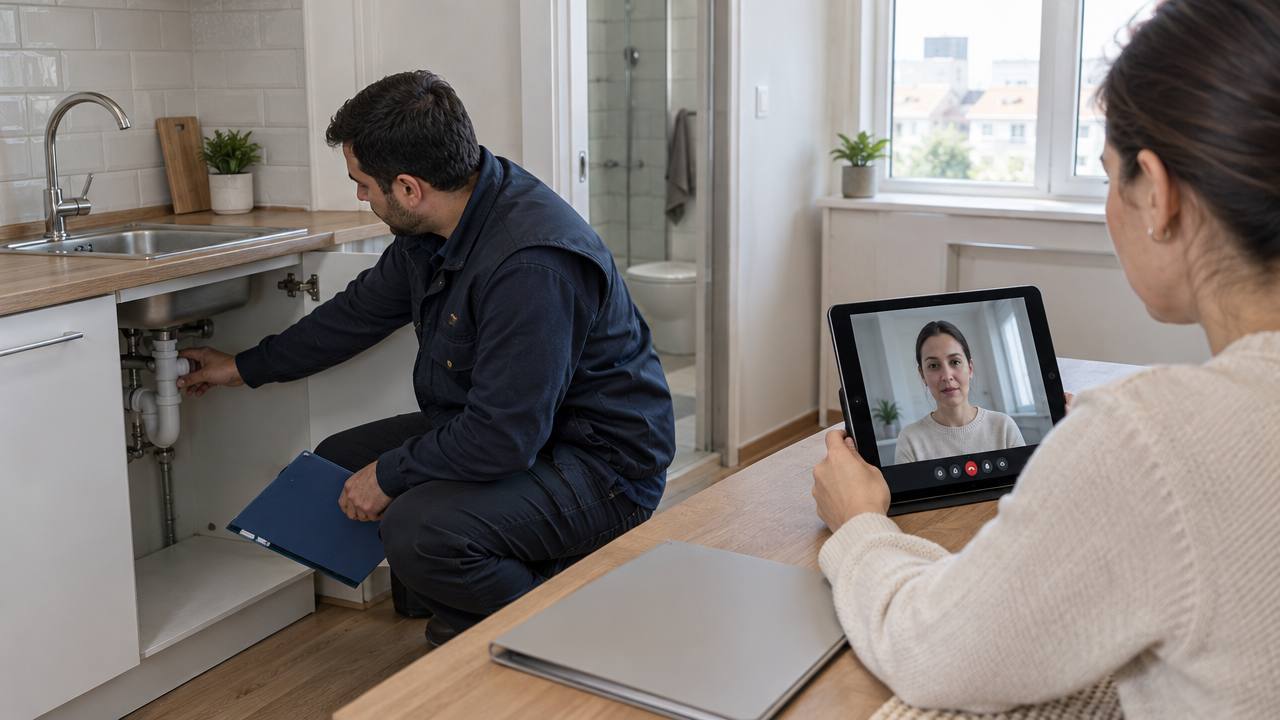 Remote Property Ownership in Turkey: Managing a Home from Abroad 1 A local representative and overseas owner reviewing home maintenance remotely