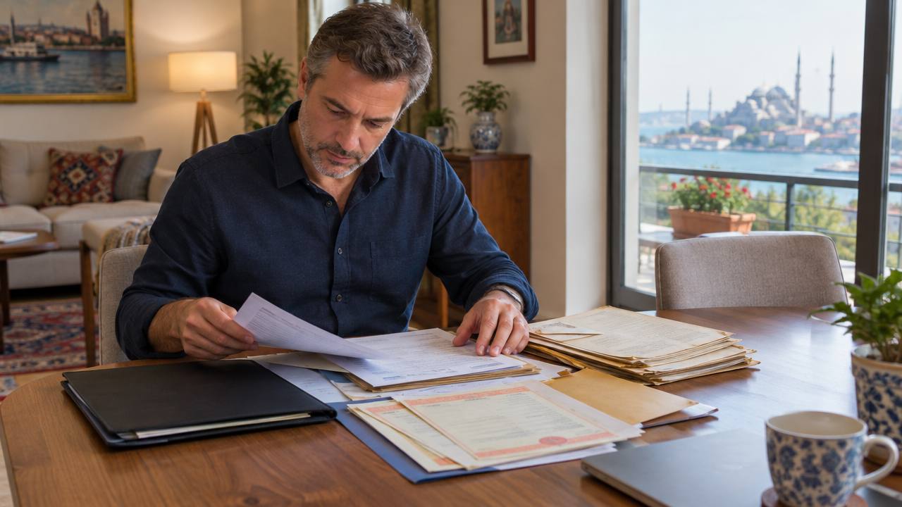 Property seller organizing purchase and improvement records before a tax consultation